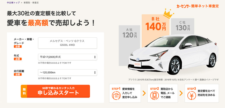 カーセンサー一括査定